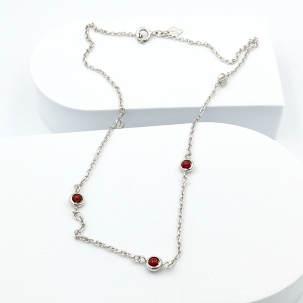 4/24$ Silver Necklace with Red Accents